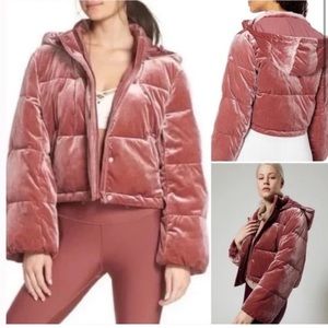 ALO yoga Velvet pink/mauve puffer jacket, cropped size medium
